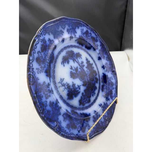 Mid 19th Century Pair of Antique Flow Blue Plates For Sale - Image 5 of 9
