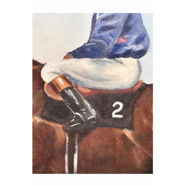 Green Mid 20th Century English Sporting Oil Painting of Jockey Joe Mercer and Brigadier Gerard For Sale - Image 8 of 8