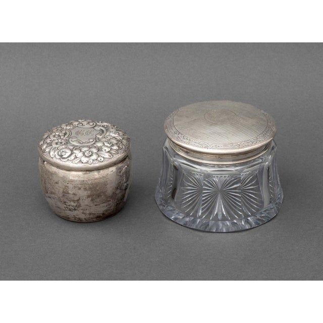 English Sterling Silver & Cut Glass Vanity Accessories, 8 For Sale - Image 3 of 18