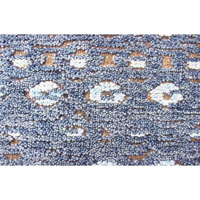 Blue Keivan Woven Arts Modern Design Runner in Blue and Brown Tones 2'7 X 10 For Sale - Image 8 of 13