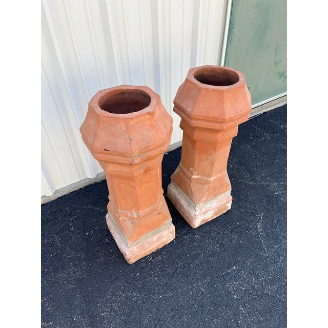 Antique Terracotta Chimney Pots- A Pair For Sale - Image 10 of 12