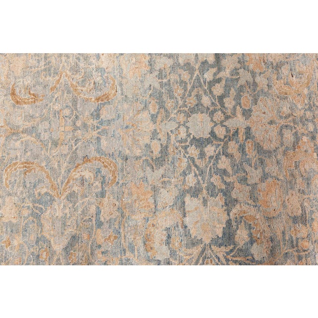 Fine Antique Persian Tabriz Blue, Beige Handmade Wool Rug For Sale - Image 4 of 9