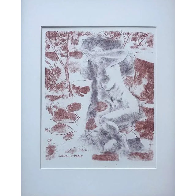 Origano vintage expressionist lithograph of a female nude by Cathal Brendan O'Toole. Lithograph on paper signed on the...