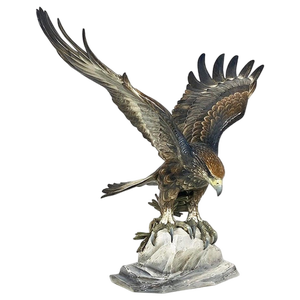 German Polychrome Porcelain Eagle Sculpture by Fritz Heidenreich, 1930s