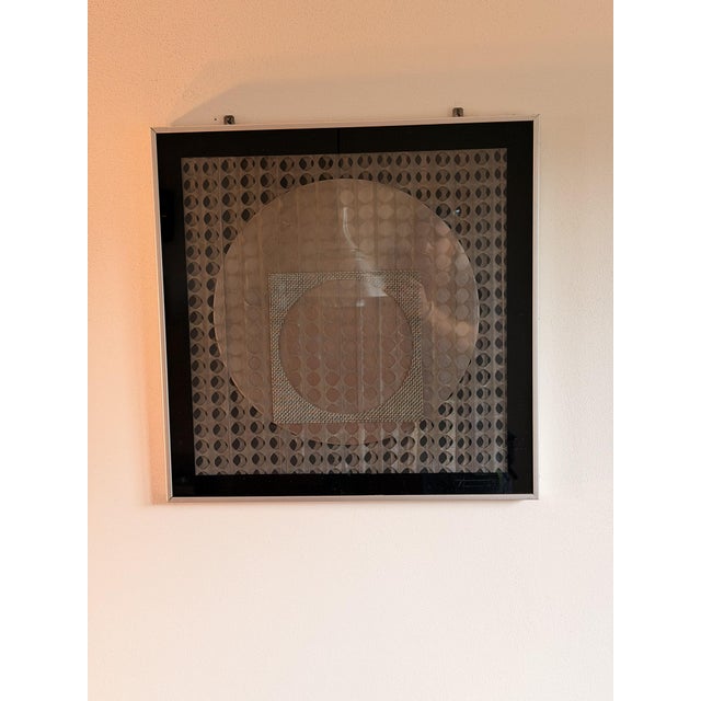 Kinetic Op Art Wall Object in Moiré Effect Metal, 1972 For Sale - Image 6 of 7