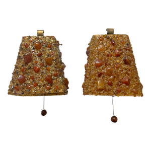 Mid-Century Bespoke Resin and Stone Sconces, a Pair