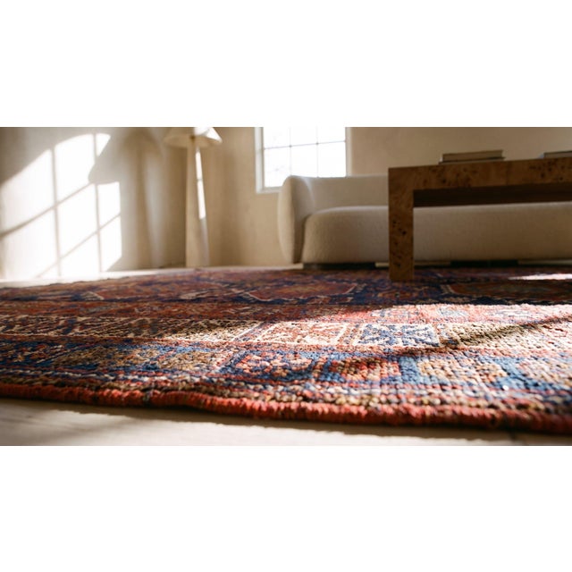 1890s Blue Navy Geometric Tribal Antique Persian Kurdish Rug 5'4" X 9'4" Handknotted Wool Carpet For Sale - Image 9 of 9