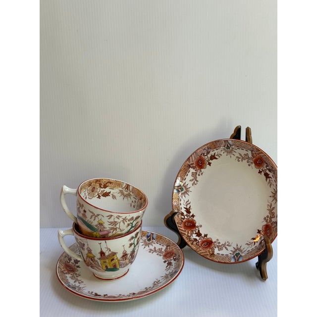 Antique 1880s Sarreguemine Kyoto France Tea Cup and Saucer Set for Two(2) For Sale - Image 18 of 18