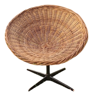 Rattan and Iron Swivel Pod Chair, 1960s