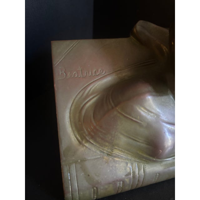 Art Nouveau Vintage Bronze-Clad Beatrice Bust: A Neoclassical Muse for the Study For Sale - Image 3 of 8