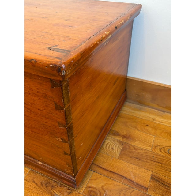 Up for sale here in Sunapee Harbor is a beautiful hand made antique pine blanket chest with its original hinges and deed...