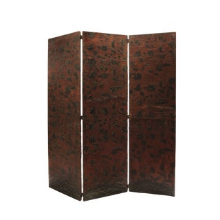 18th Century 3 Panel Leather Floor Screen For Sale