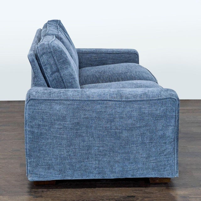 Modern Blue 2-Seat Sofa With Wide Arms For Sale - Image 4 of 7