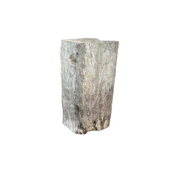 1980s Solid Teak Wood Pedestal, Wonderful Age Related Patina, Modern Organic For Sale - Image 5 of 11