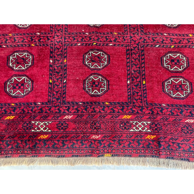 Vintage Afghan Turkmen Ashik Star Gul Garden Compartment Tribal Rug - 9'10" X 6'2" For Sale - Image 6 of 13