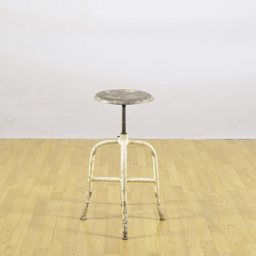 Industrial Swivel Stool with Iron Seat and Frame, 1950s For Sale - Image 9 of 9