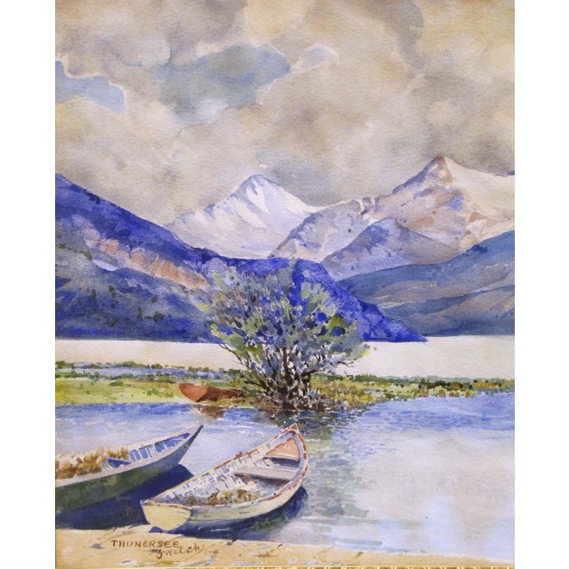 Mid-Century Pair of European Landscape Watercolors Signed Walch, Framed For Sale - Image 9 of 18