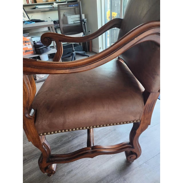 Mid 19th Century Mid 19th Century Ralph Lauren Leather and Mahogany Upholstered Armchair For Sale - Image 5 of 12