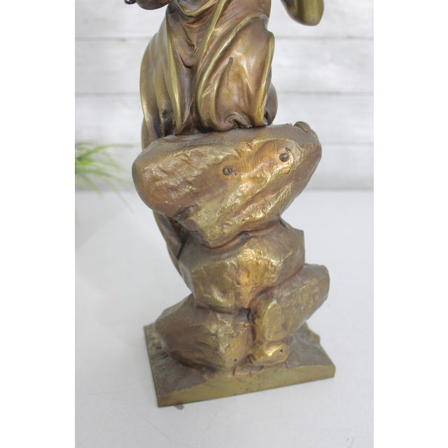 Gold Antique 19th Century French Gilt Bronze Sculpture - Au Clair De La Lune by Eutrope Bouret - Signed 17-Inch Belle Epoque Figurine For Sale - Image 8 of 14