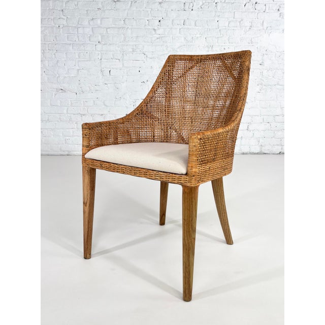 Wood and Rattan Bar Stools, Set of 4 For Sale - Image 4 of 15