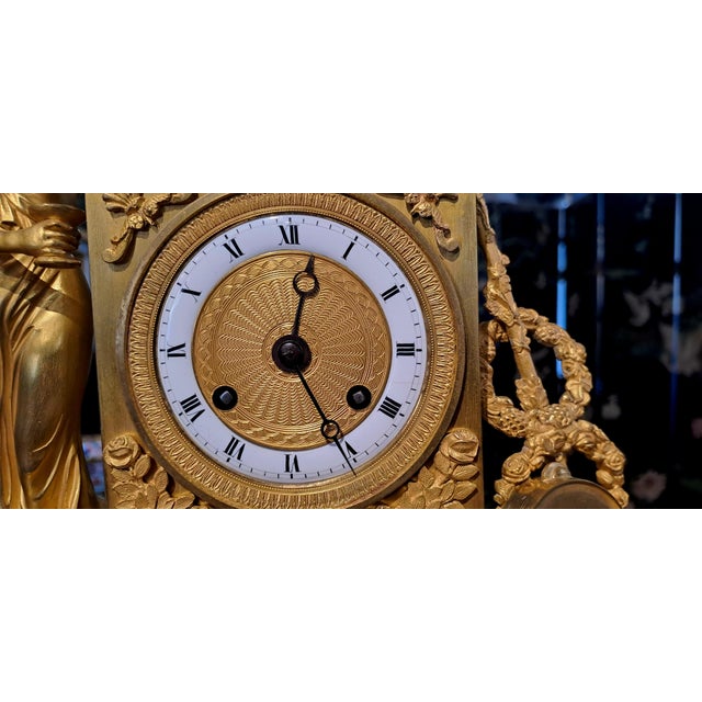 Empire Golden Bronze Pendulum, France For Sale - Image 3 of 11