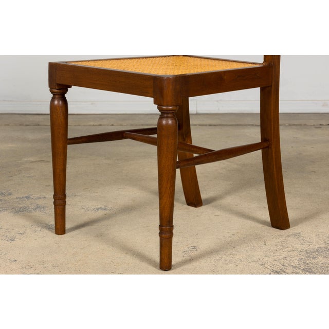 1940s French Provincial Walnut & Cane Dining Chairs, Set of 6 For Sale - Image 9 of 18