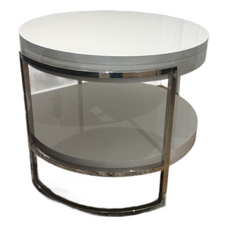 Mitchell Gold & Bob Williams White Lacquer Contemporary Side Table For Sale