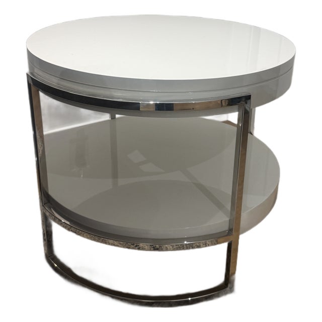 Mitchell Gold & Bob Williams White Lacquer Contemporary Side Table For Sale