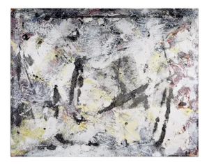 Modern Black & White Abstract Expressionist Painting "Color Tv 1960" Oil on Canvas