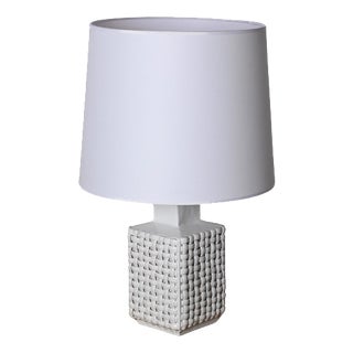 Mid-Century Italian Glazed White Ceramic Table Lamp by Tommaso Barbi, 1970s For Sale
