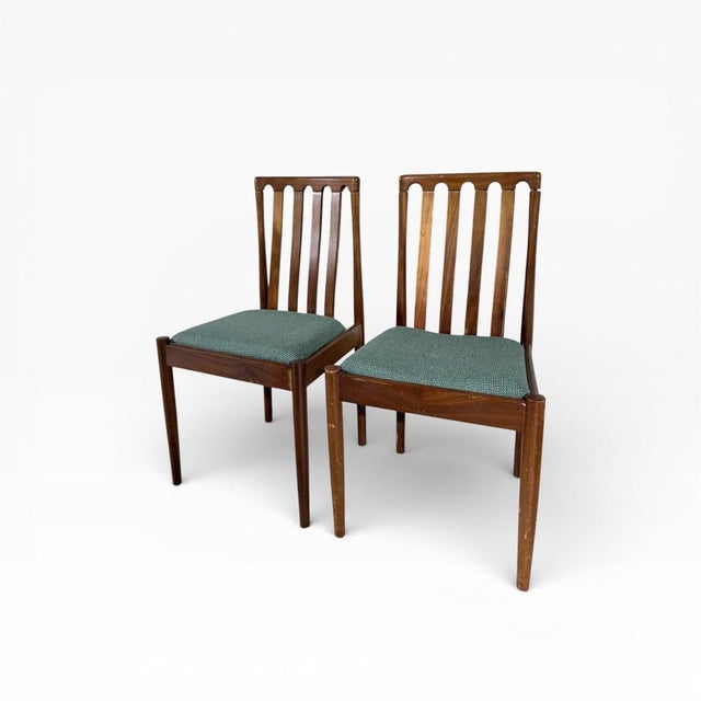Glass Mid-Century Modern Walnut Dining Chairs, Set of 2 For Sale - Image 7 of 7