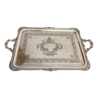 Large Antique Edwardian Silver Plated Tray, 1900 For Sale
