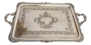 Large Antique Edwardian Silver Plated Tray, 1900