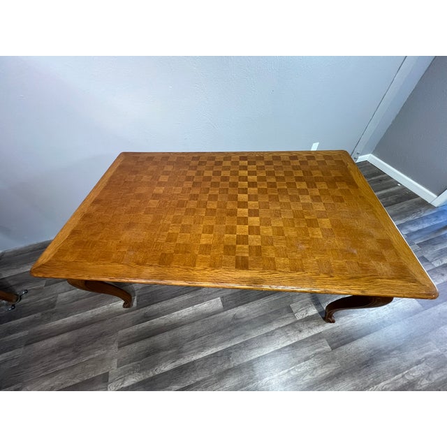 1960s Mid Century Belgian Light Oak Table and 6 Chair Set - Set of 7 For Sale In Sacramento - Image 6 of 12