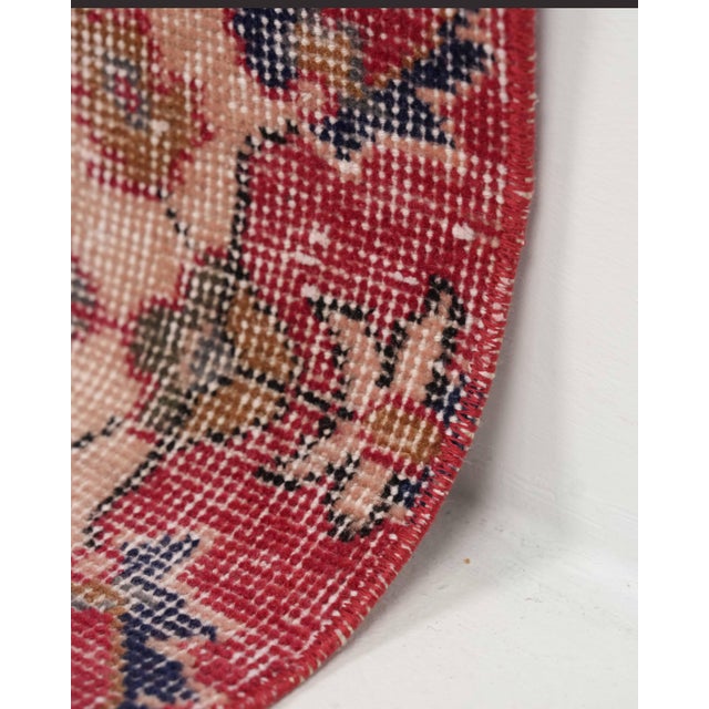 Red 1970s Vintage Turkish Handmade Wool Cotton Red Runner Rug For Sale - Image 8 of 11