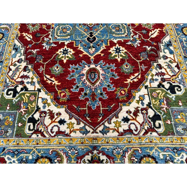 Red Heriz Hand-Knotted Wool Rug - 8'6" X 6'9" For Sale - Image 11 of 13