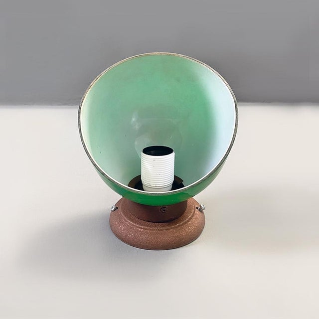 Italian Green and White Glass & Sheet Metal Wall Light, 1930s, Set of 3 For Sale - Image 6 of 16