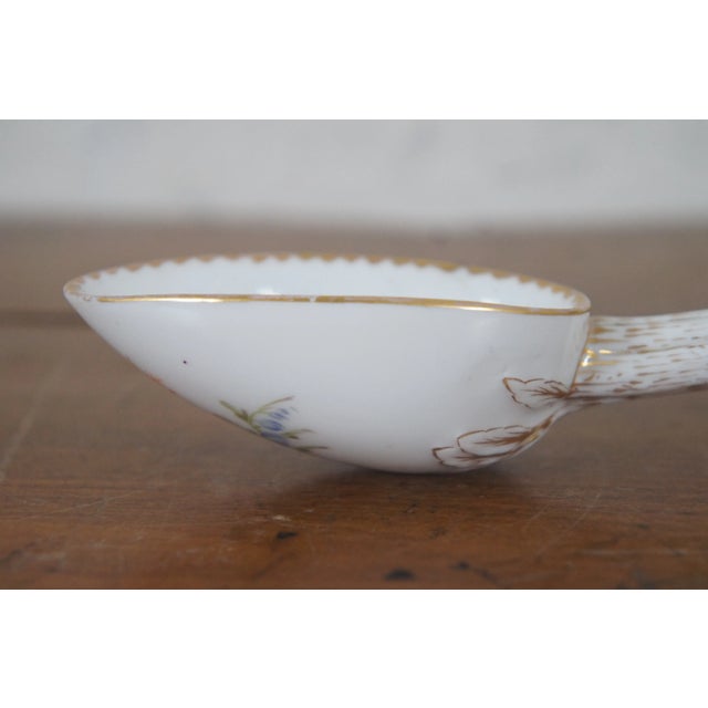 Late 19th Century Antique German Meissen Dresden Sprays Porcelain Floral Serving Spoon For Sale - Image 5 of 11