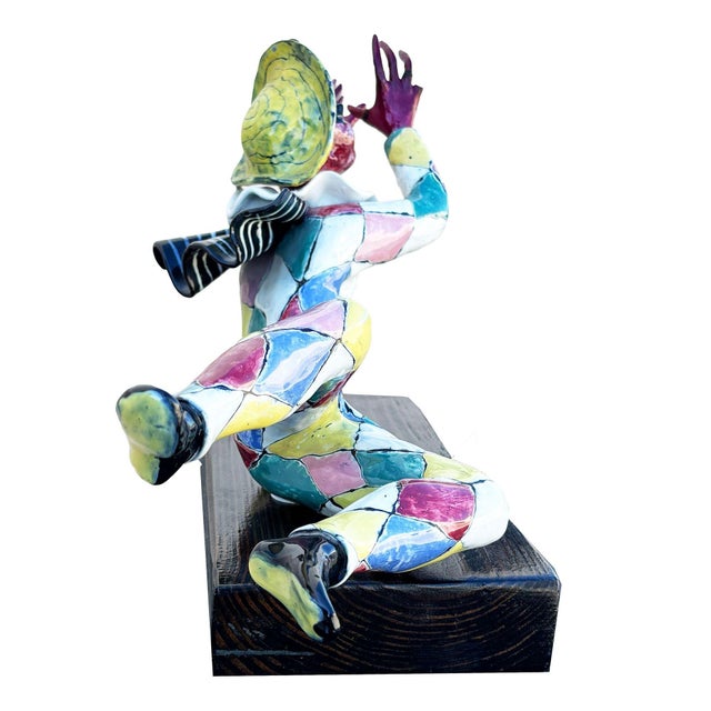MCM Italian Multicolored Ceramic Harlequin Figure by Otello Rosa for San Polo For Sale - Image 4 of 10