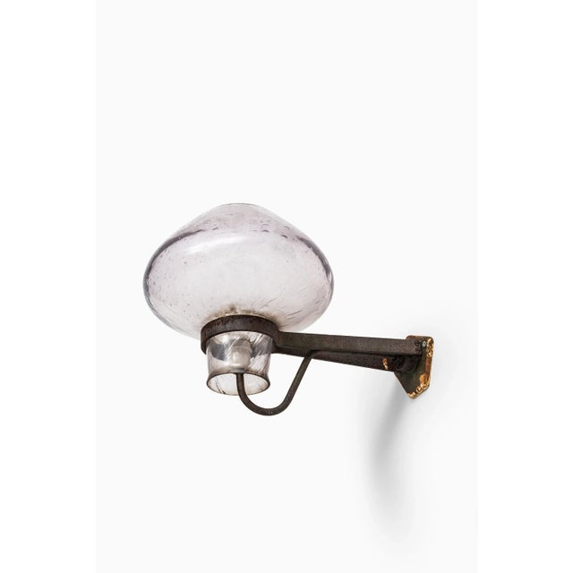 ASEA Scandinavian Modern Glass and Steel Sconce by Gunnar Asplund for ASEA, 1940s For Sale - Image 4 of 8