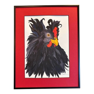 Framed Original Watercolor Illustration on Paper “Little Black Snapdragon” Framed For Sale
