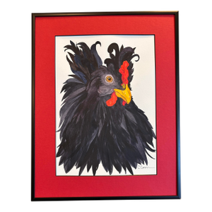 Original Watercolor Illustration on Paper “Little Black Snapdragon” Framed