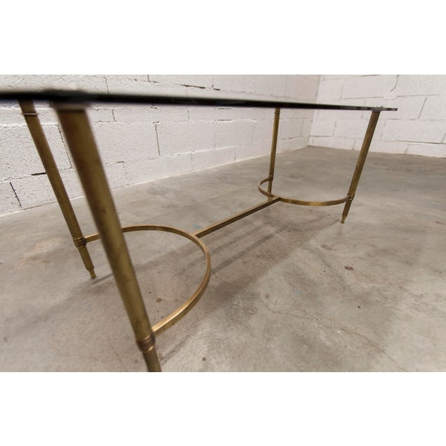Metal Vintage Coffee Table in Gilt Brass and Smoked Glass, 1960 For Sale - Image 7 of 18