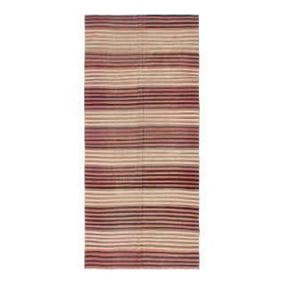 Striped Vintage Kilim Rug - 4`11" X 10`10" For Sale