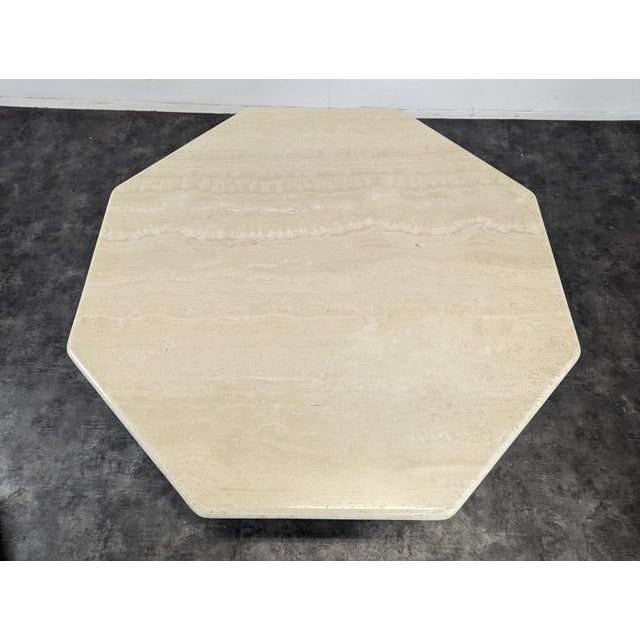 Vintage Octagonal Travertine Table For Sale - Image 3 of 6