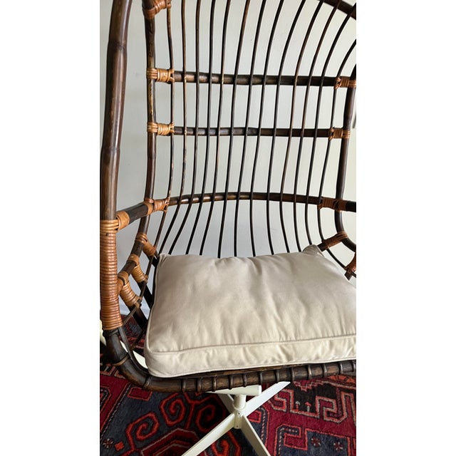 1970s Rattan & Bamboo Hanging Chair Egg/Basket Chair Chairish