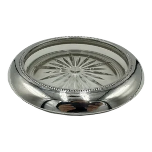 Vintage Ashtray Starburst Crystal & Sterling Silver Dish
