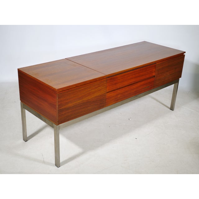 Mid-Century Modern Audio Lowboard Sideboard in Wood and Metal, 1960s For Sale - Image 4 of 14