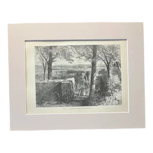 Antique 1874 Wood Engraving "View of Augusta, from Summerville' GA in 11x14 Mat