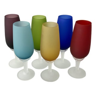Vintage Murano Glass Champagne Glasses, 1970, Set of 6 For Sale